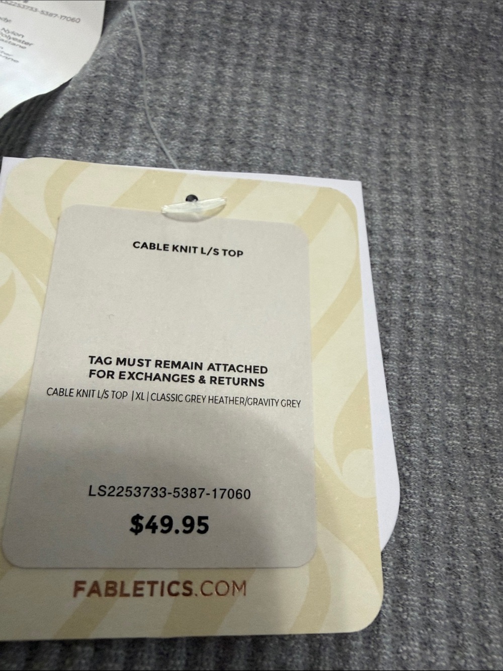 Fabletics Gray Ribbed Square Neck Top with Button Placket - Picture 5 of 10